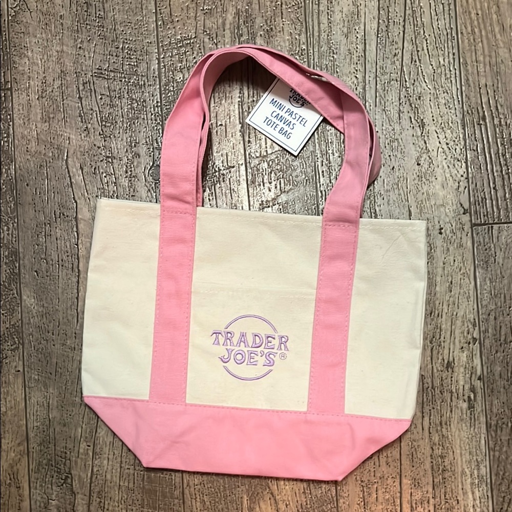 Chic Pink and Cream Canvas Tote Bag